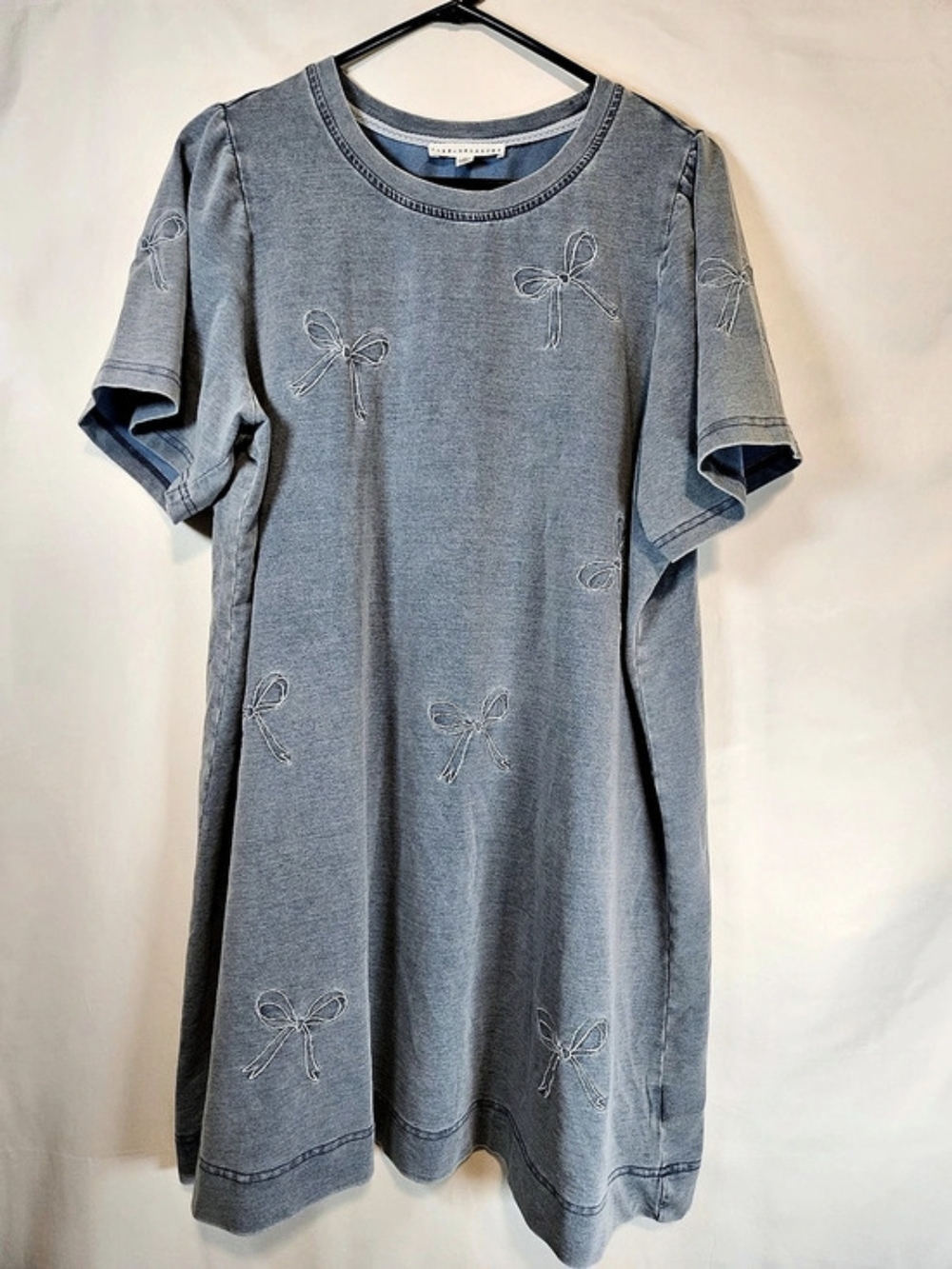 Jane + Delancey Bow Embroidery Mini Dress in Blue Size XL